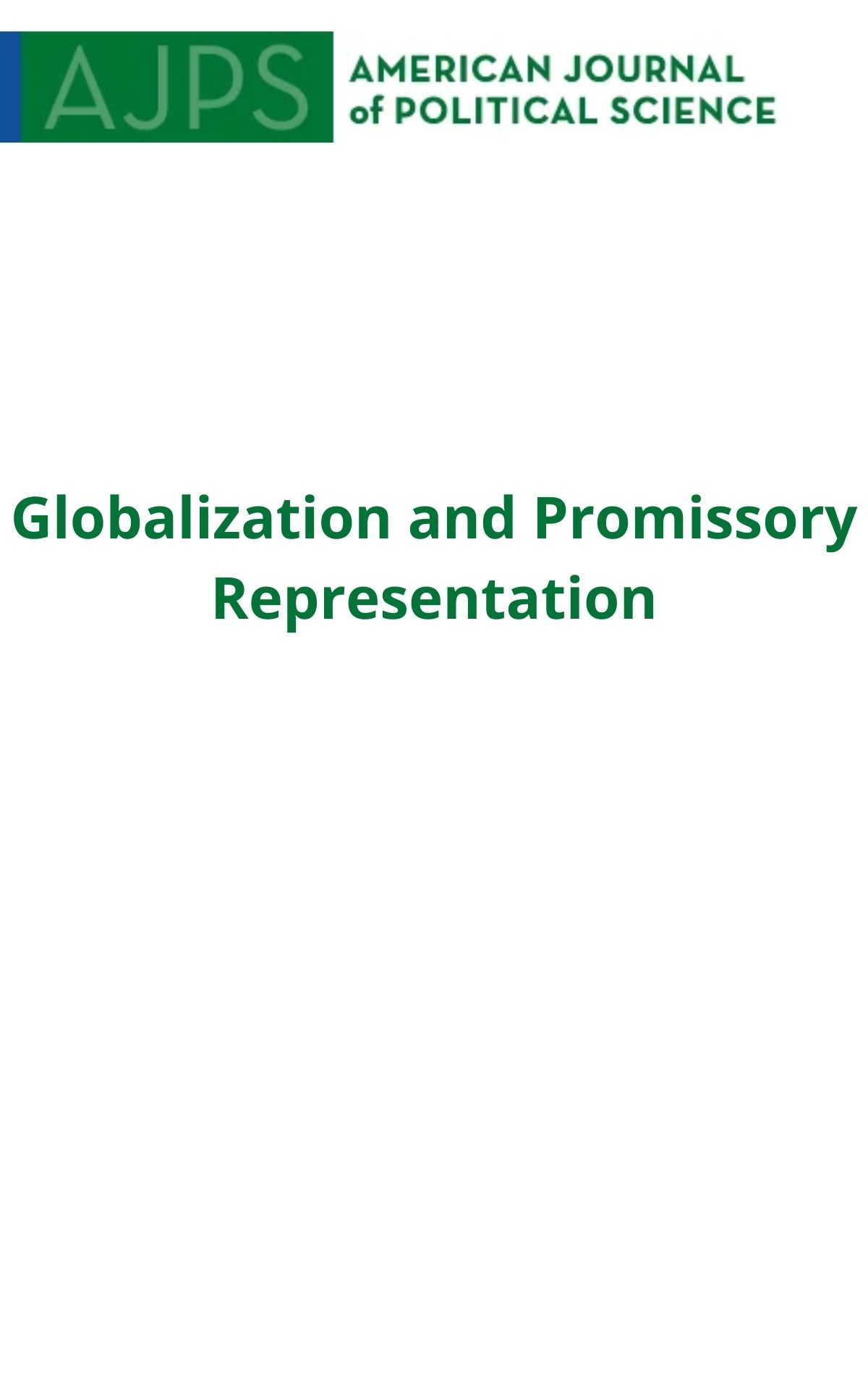 Globalization and Promissory Representation
